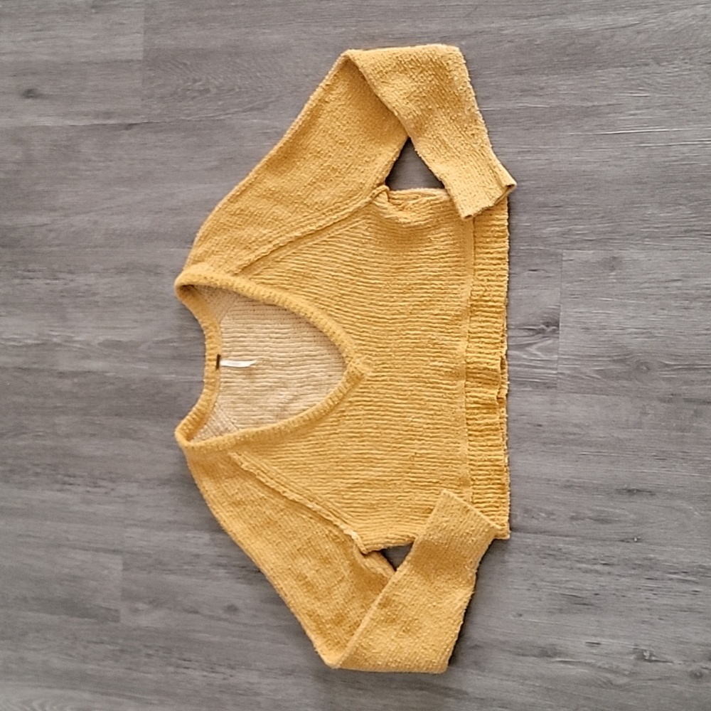 FREE PEOPLE CROP SWEATER MUSTARD YELLOW-XS